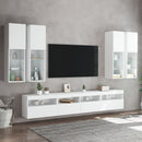 væghængt tv-møbel 6 dele med LED-lys hvid