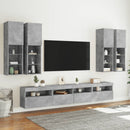 væghængt tv-møbel 7 dele med LED-lys betongrå