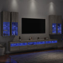 væghængt tv-møbel 7 dele med LED-lys grå sonoma-eg