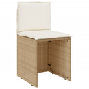 bistrosæt til haven 3 dele med hynder polyrattan beige