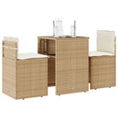 bistrosæt til haven 3 dele med hynder polyrattan beige