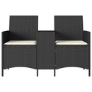 2-personers sofa med bord og hynder polyrattan sort
