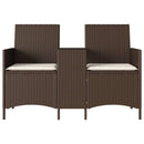 2-personers havesofa med bord og hynder polyrattan brun