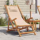 strandstol foldbar massivt eukalyptustræ og stof beige