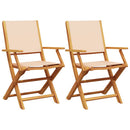 havestole 2 stk. massivt akacietræ og stof beige