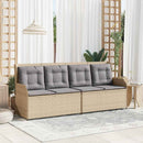 havebænk med hynder og lænefunktion polyrattan beige