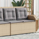 havebænk med hynder og lænefunktion polyrattan beige