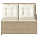 havebænk med hynder og lænefunktion polyrattan beige