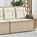 havebænk med hynder og lænefunktion polyrattan beige