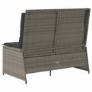 havebænk med hynder og lænefunktion polyrattan grå