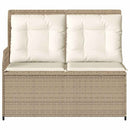 havebænk med hynder og lænefunktion polyrattan beige