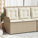 havebænk med hynder og lænefunktion polyrattan beige