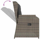 havebænk med hynder og lænefunktion polyrattan grå