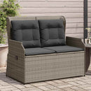 havebænk med hynder og lænefunktion polyrattan grå