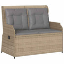 havebænk med hynder og lænefunktion polyrattan beige