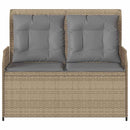 havebænk med hynder og lænefunktion polyrattan beige