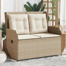 havebænk med hynder og lænefunktion polyrattan beige