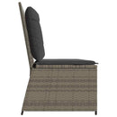 havebænk med hynder og lænefunktion polyrattan grå