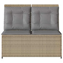 havebænk med hynder og lænefunktion polyrattan beige
