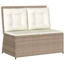 havebænk med hynder og lænefunktion polyrattan beige