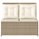 havebænk med hynder og lænefunktion polyrattan beige