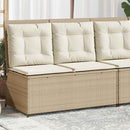havebænk med hynder og lænefunktion polyrattan beige