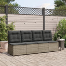 loungestol med hynder og lænefunktion polyrattan grå