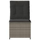 loungestol med hynder og lænefunktion polyrattan grå