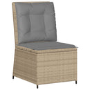 loungestol med hynder og lænefunktion polyrattan beige