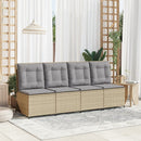loungestol med hynder og lænefunktion polyrattan beige