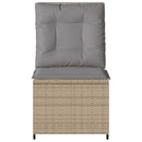 loungestol med hynder og lænefunktion polyrattan beige