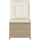 loungestol med hynder og lænefunktion polyrattan beige