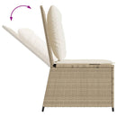 loungestol med hynder og lænefunktion polyrattan beige