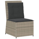 loungestol med hynder og lænefunktion polyrattan lysegrå