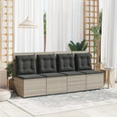 loungestol med hynder og lænefunktion polyrattan lysegrå