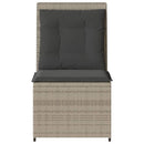 loungestol med hynder og lænefunktion polyrattan lysegrå