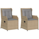 havestole 2 stk. med lænefunktion og hynder polyrattan beige