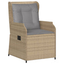 havestole 2 stk. med lænefunktion og hynder polyrattan beige