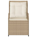 havestole 2 stk. med lænefunktion og hynder polyrattan beige