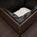 havesofa med bord og hynder L-formet polyrattan brun