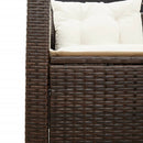 havesofa med bord og hynder L-formet polyrattan brun