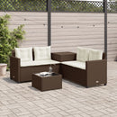 havesofa med bord og hynder L-formet polyrattan brun