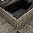 havesofa med bord og hynder L-formet polyrattan grå