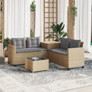 havesofa med bord og hynder L-formet polyrattan beige