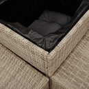 havesofa med bord og hynder L-formet polyrattan lysegrå