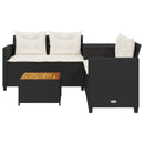 havesofa med bord og hynder L-formet polyrattan sort