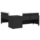 havesofa med bord og hynder L-formet polyrattan sort