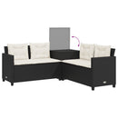 havesofa med bord og hynder L-formet polyrattan sort