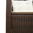 havesofa med bord og hynder L-formet polyrattan brun