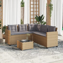havesofa med bord og hynder L-formet polyrattan beige